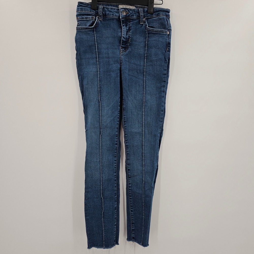 Free People We The Free Front Seam Skinny Jeans Blue Raw Hem 28R OB1151251